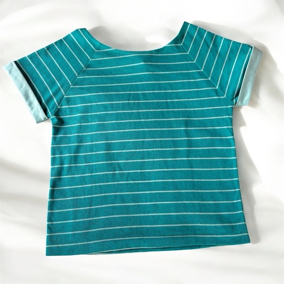 VTG 90s Converse Blue and Teal Short Sleeve Tee Rolled Hem Sz M Made in USA Y2K - Picture 2 of 9